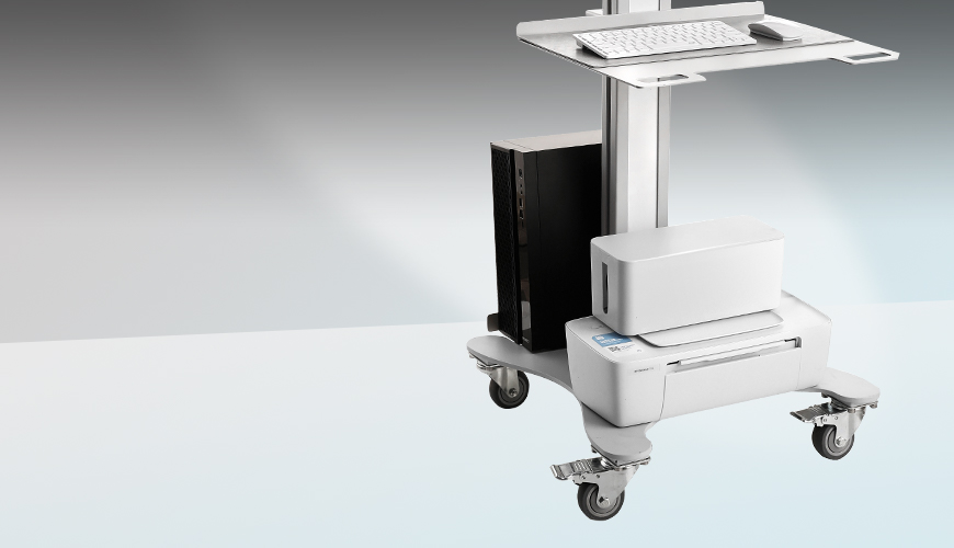 with pc, hd display and printer